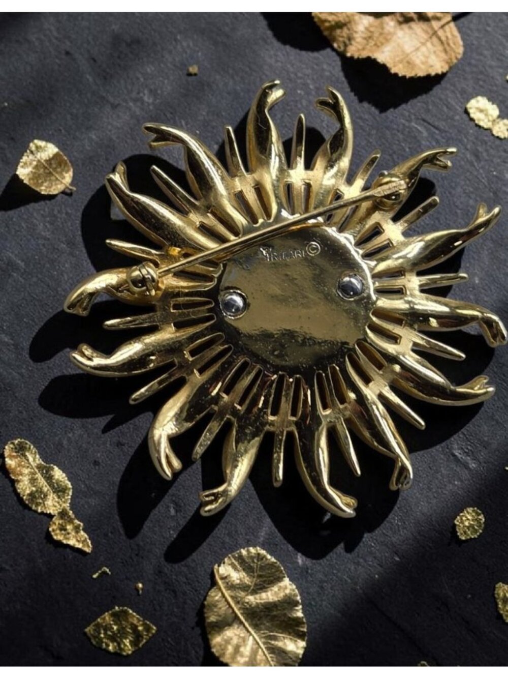 Vintage Crown Trifari Alfred Philippe Blue Crystal Chrysanthemum Flower Brooch - Picture 7 of 16